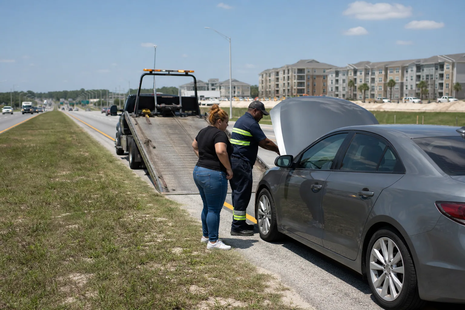 Roadside assistance helping a driver in Davenport, Florida