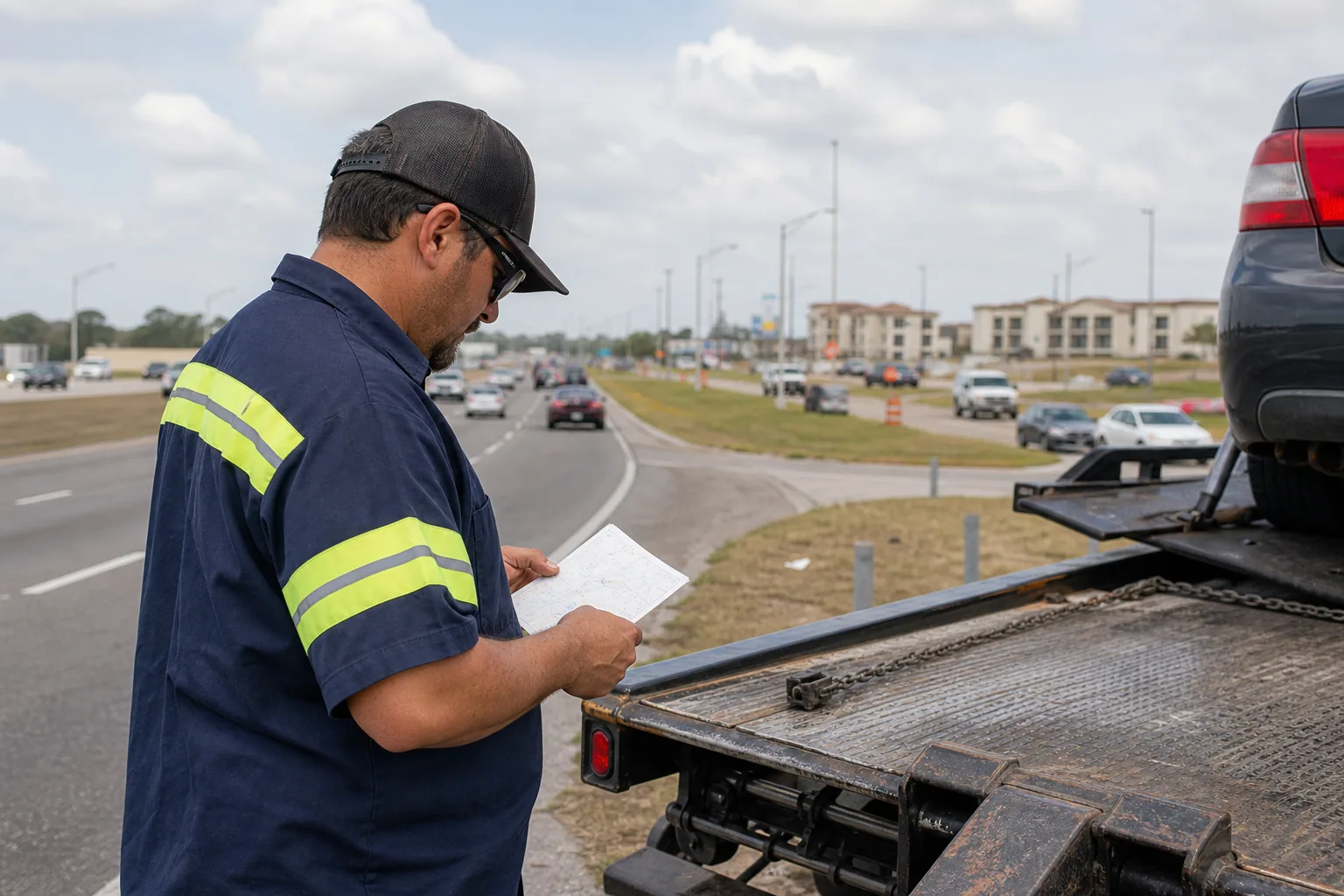 Local towing operator planning the fastest route through Davenport