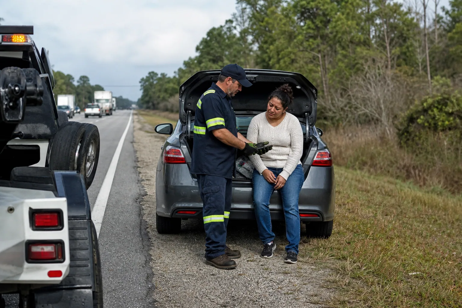 Roadside assistance helping a driver in Groveland, Florida