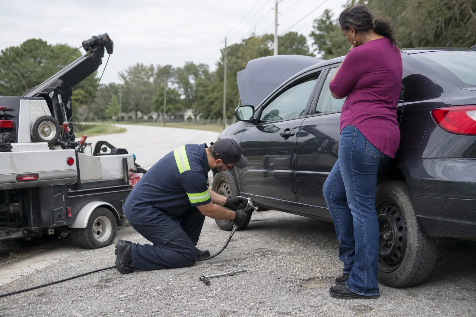 Roadside assistance helping a driver in Mascotte, Florida
