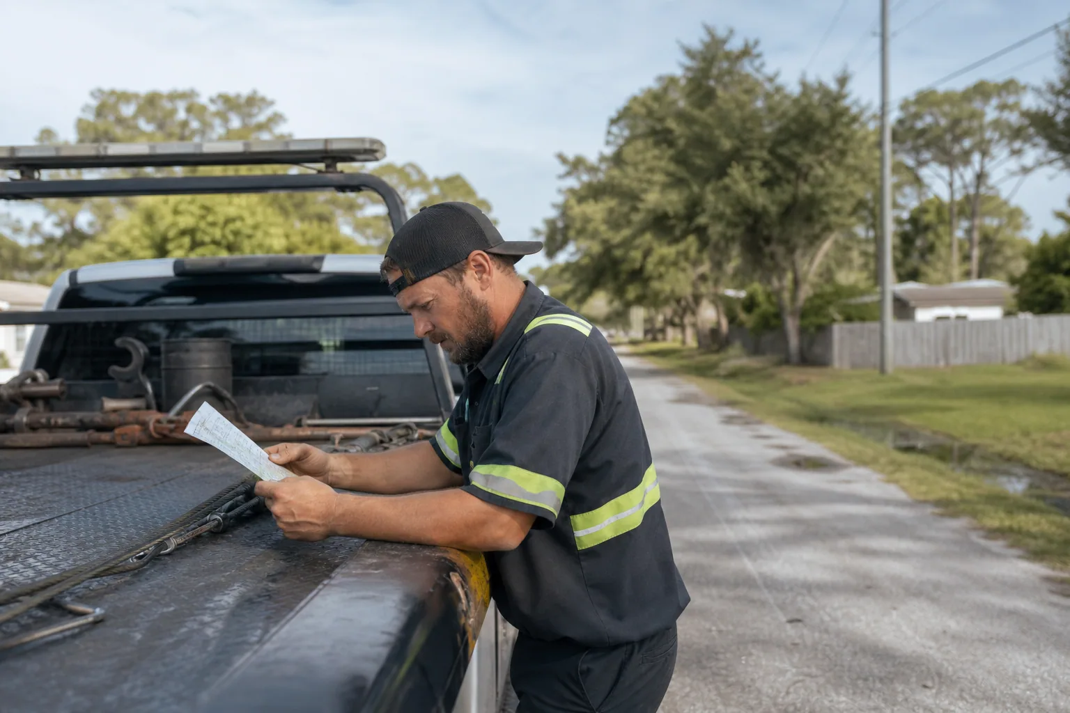 Local towing operator planning the fastest route through Mascotte
