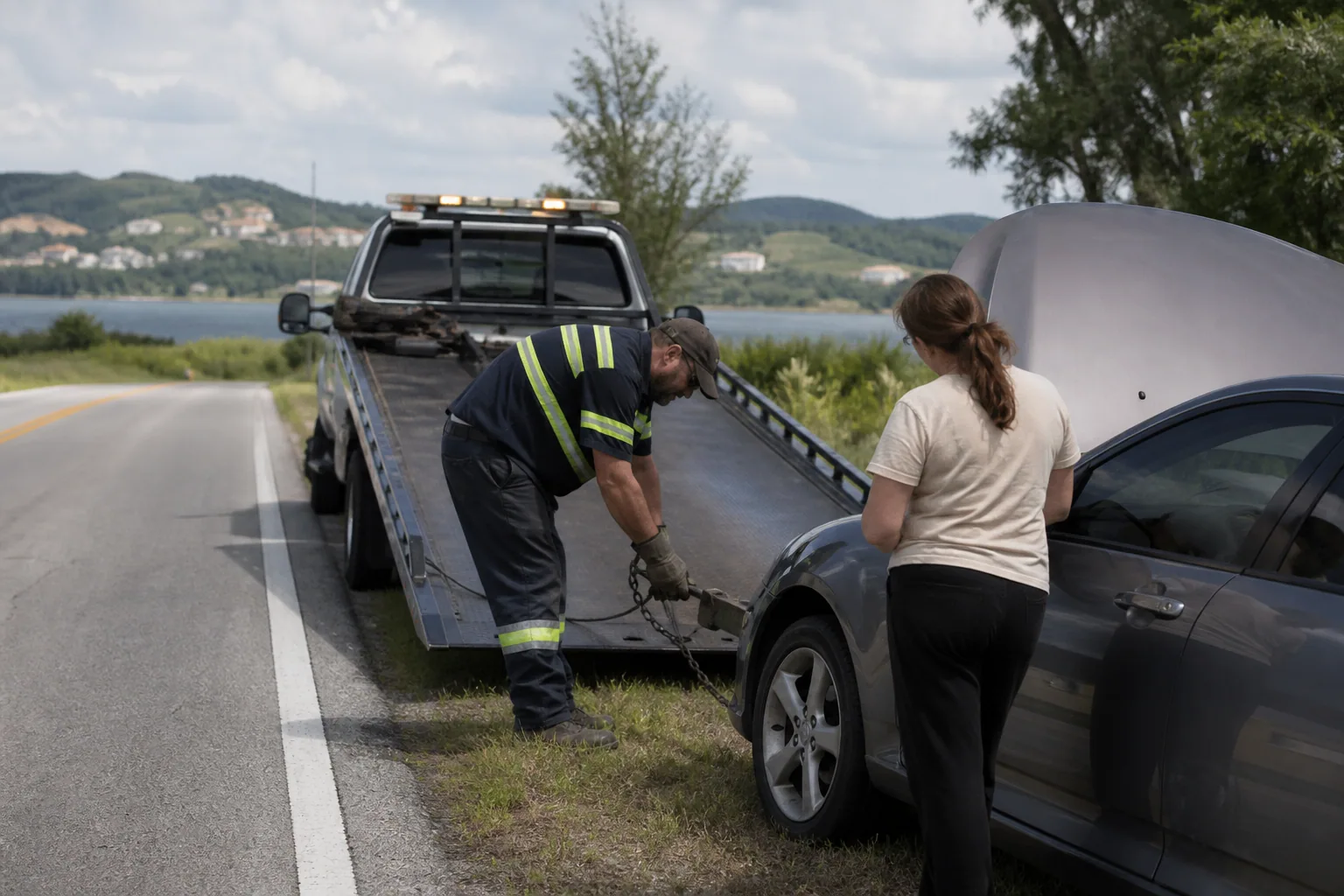 Roadside assistance helping a driver in Minneola, Florida
