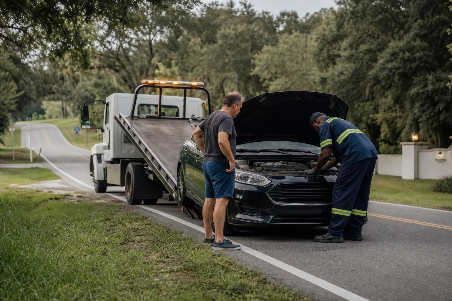 Roadside assistance helping a driver in Montverde, Florida