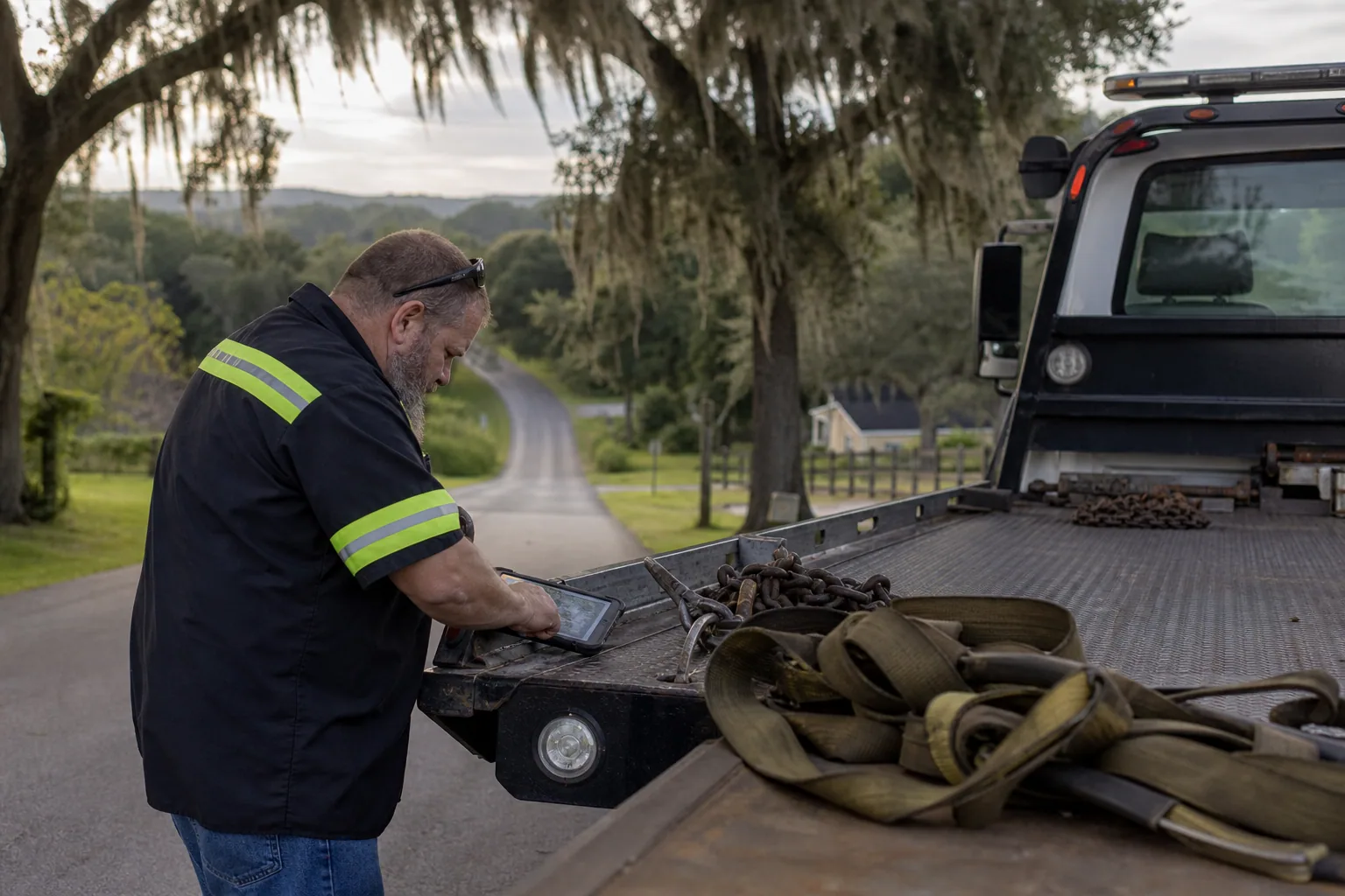 Local towing operator planning the fastest route through Montverde