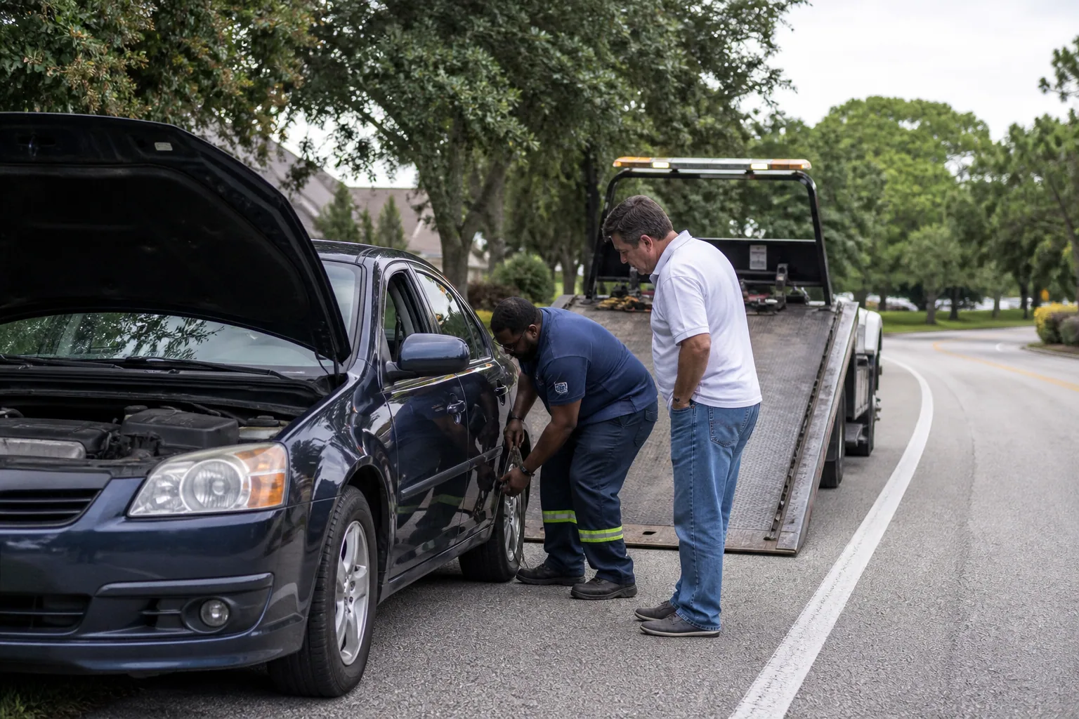 Roadside assistance helping a driver in Winter Garden, Florida
