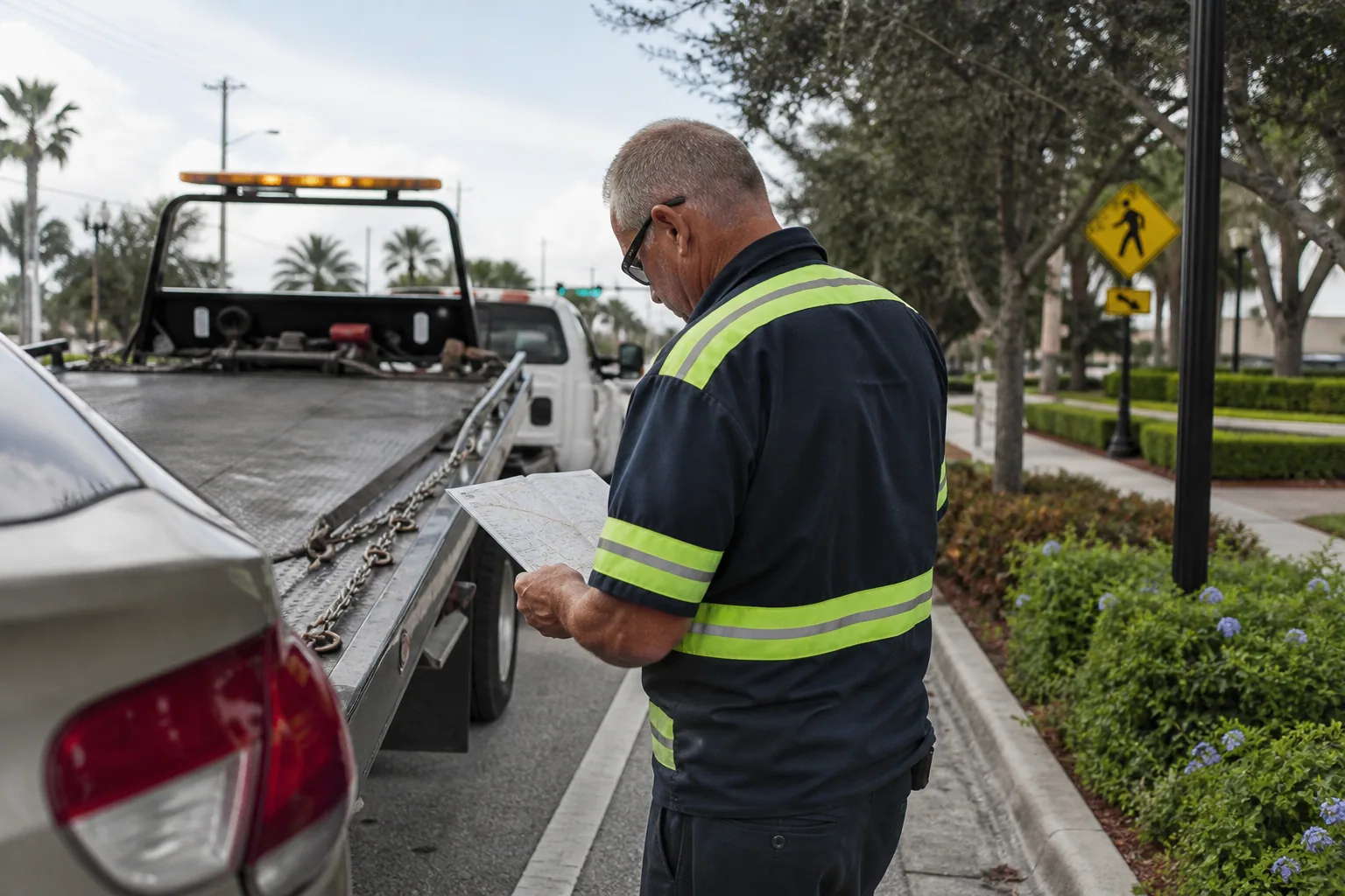 Local towing operator planning the fastest route through Winter Garden