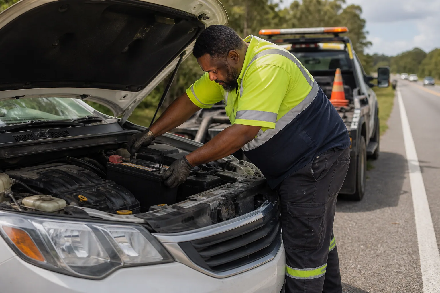 Equipment and capability used for battery replacement service in Clermont