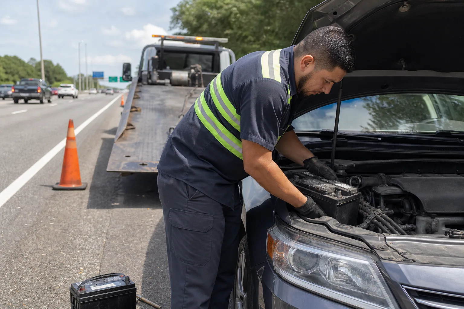 A common battery replacement service situation handled safely in Clermont