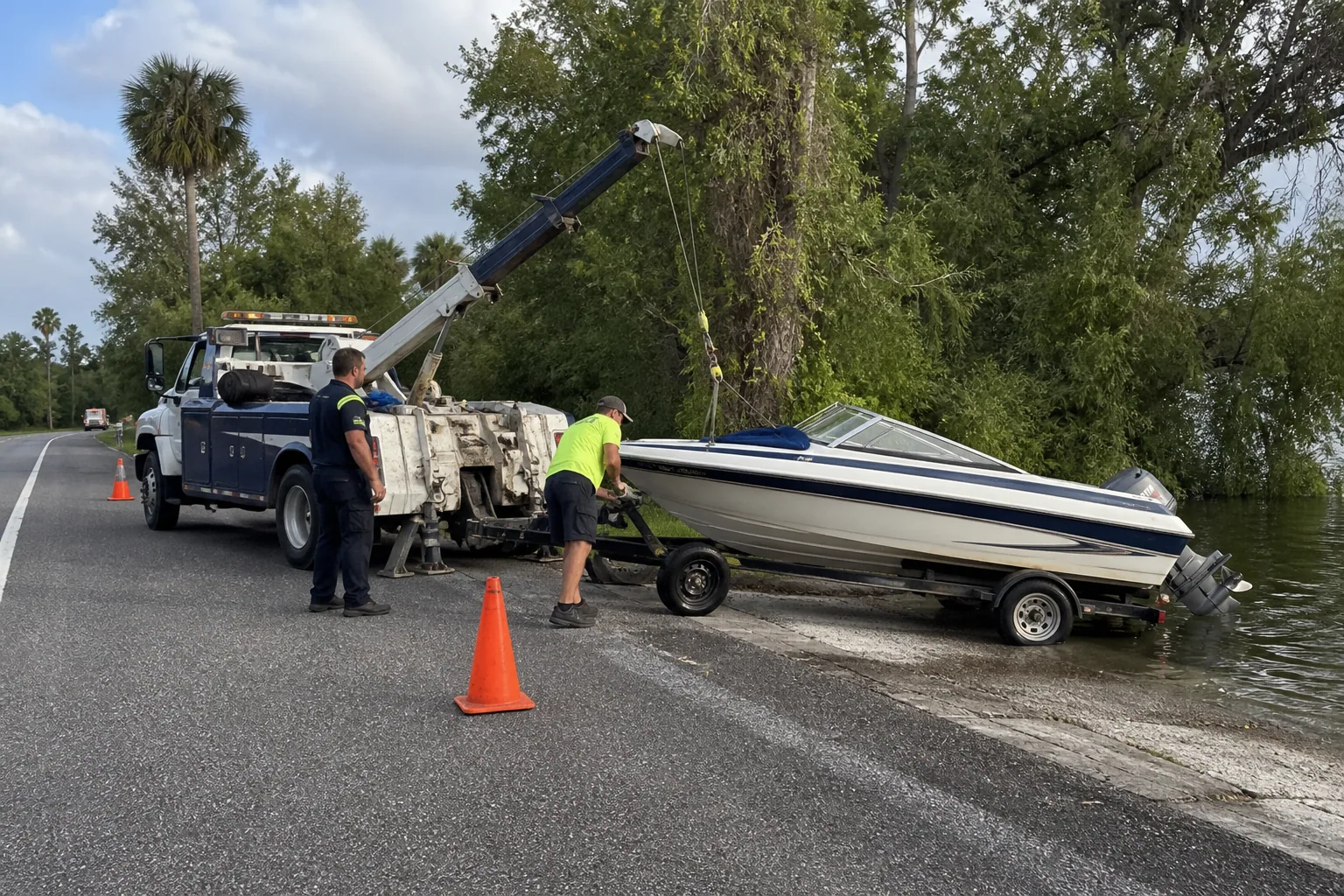 A common boat / trailer towing situation handled safely in Clermont