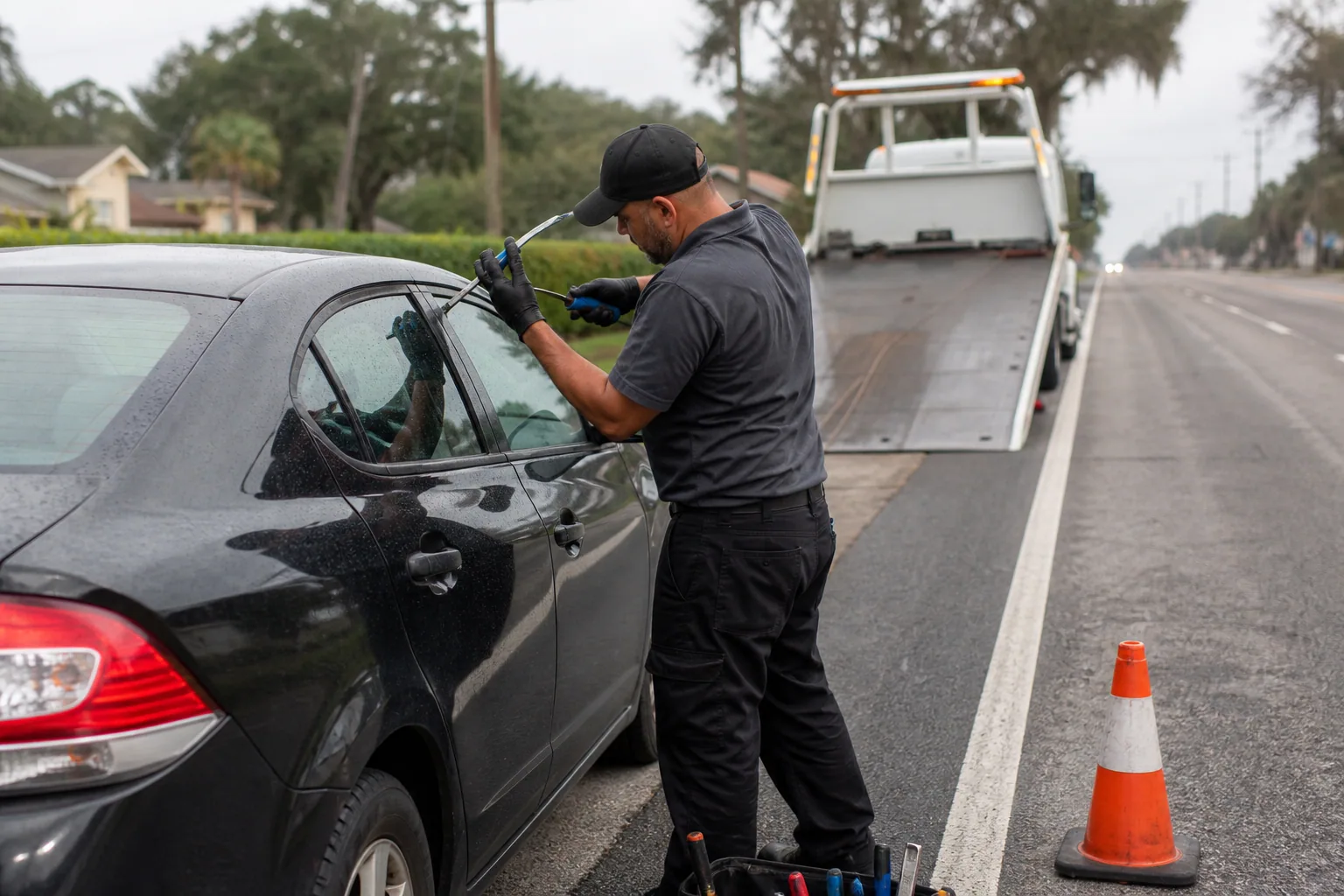 A common car lockout service situation handled safely in Clermont