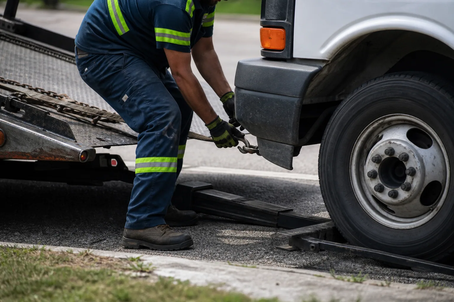 Careful equipment setup for damage-free commercial / fleet towing