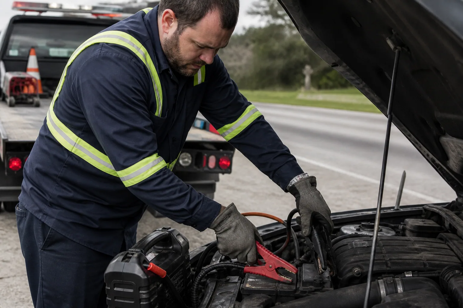 Careful equipment setup for damage-free jump start service