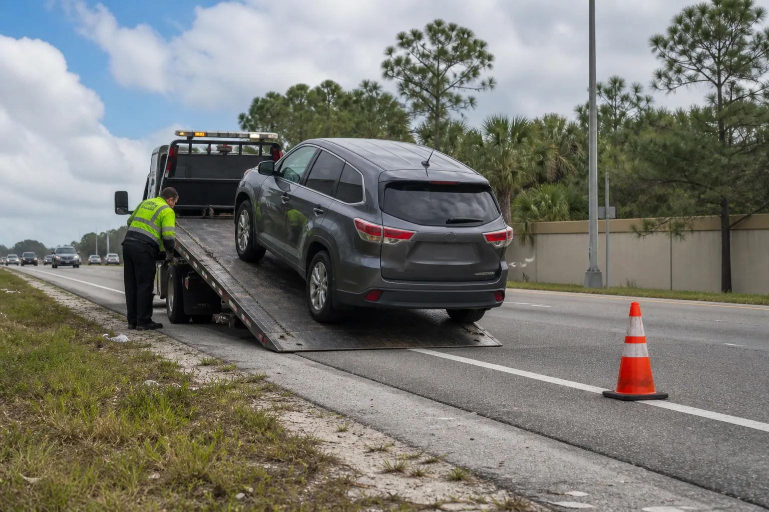 A common light-duty towing situation handled safely in Clermont