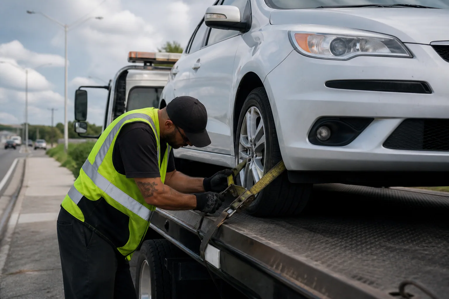 Careful equipment setup for damage-free long distance towing
