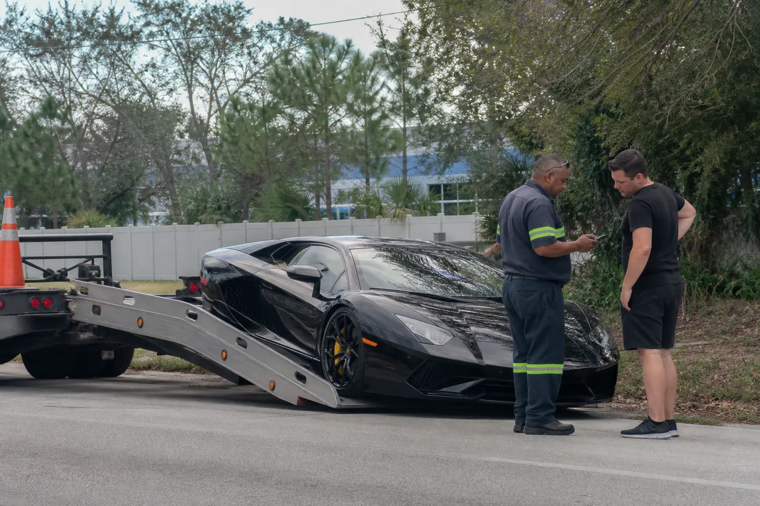 Dispatcher confirming an upfront luxury & exotic car towing quote