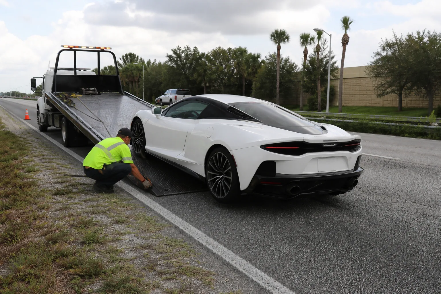 A common luxury & exotic car towing situation handled safely in Clermont