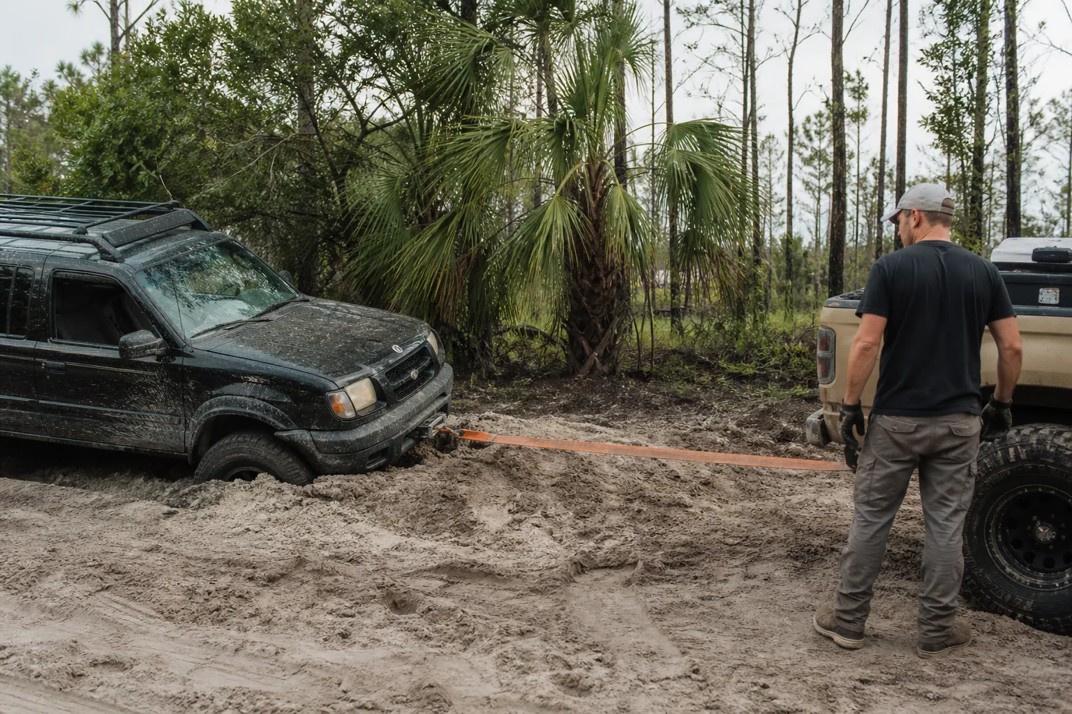 Equipment and capability used for stuck vehicle recovery in Clermont