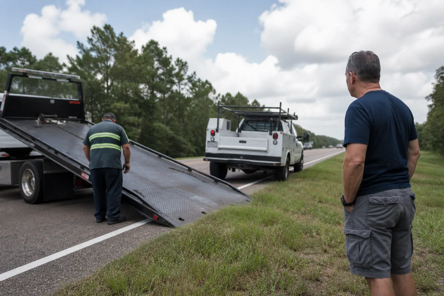 Truck Towing help arriving for a waiting Clermont driver
